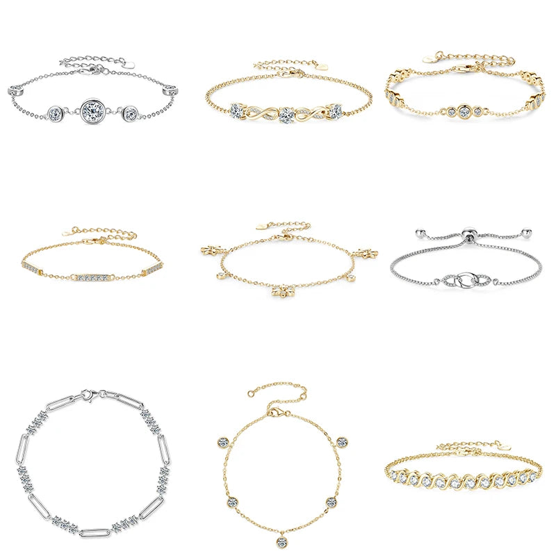 Best Selling Trendy Fashion Women Luxury Fine Jewelry 1ct 1.0ct 1 Carat 6.5mm Moissanite S925 Sterling Silver Bracelets Bangles