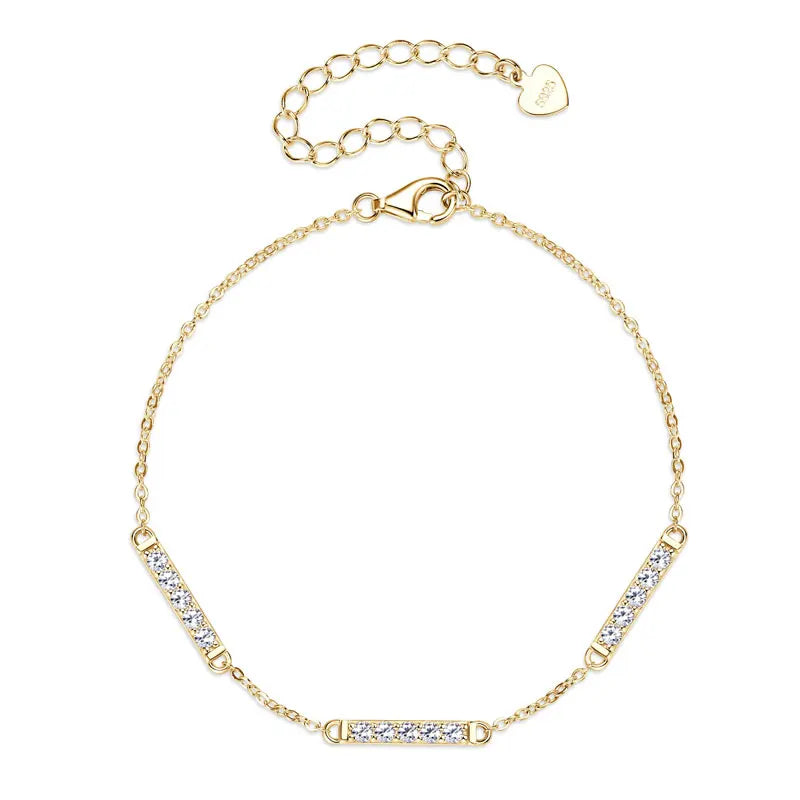 New Product Ladies Charm 925 Sterling Silver Gra VVS 2mm D Color Round Cut Moissanite Fashion Bracelet for Women Girls Wedding