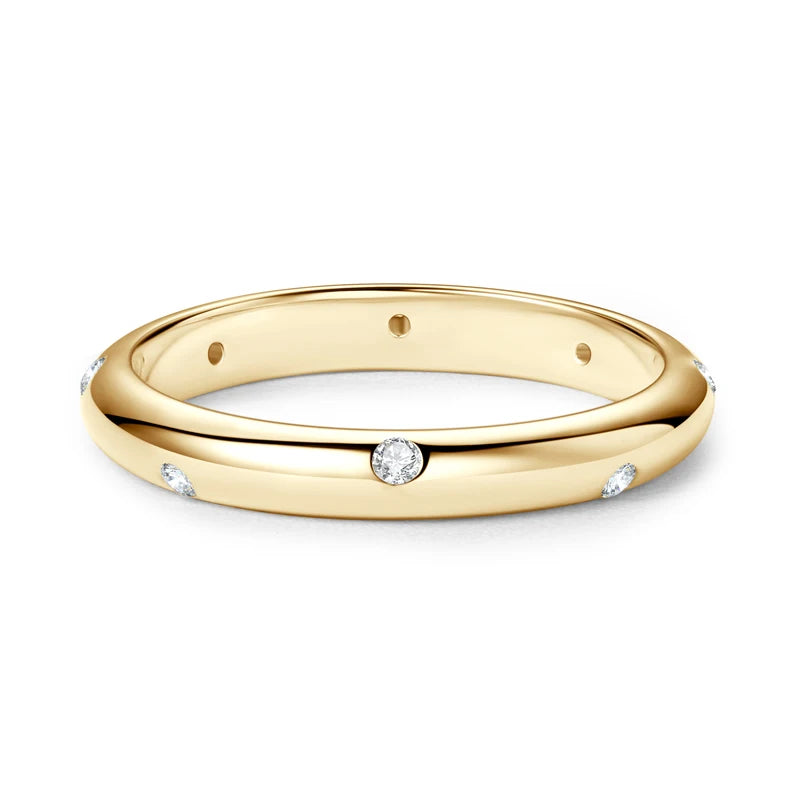 Dome Burnish Setting Wedding Band Ring