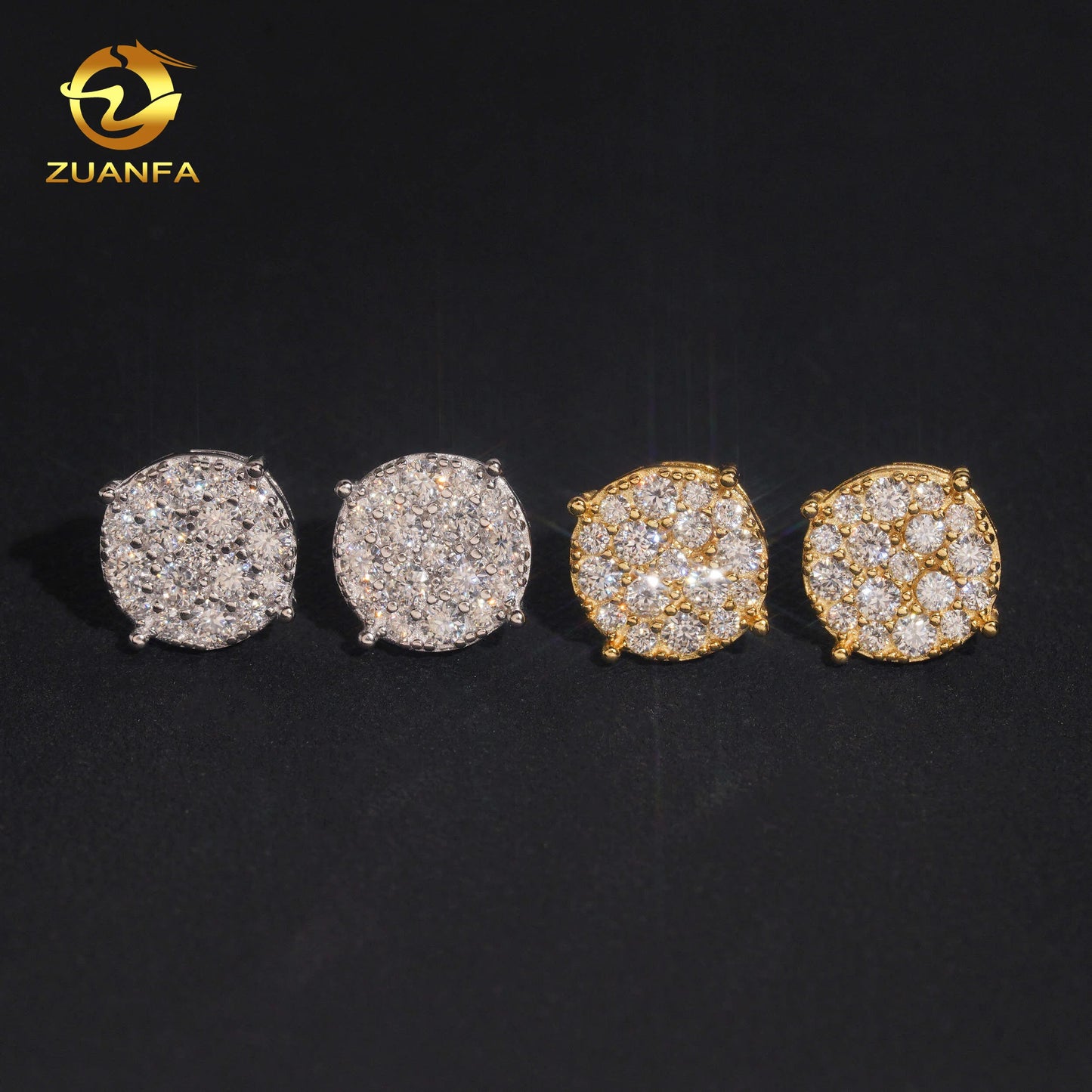 US Local Stock Fast Shipping Hip Hop Style Iced Out Mens Iced Out Diamond 925 Silver Moissanite Earrings