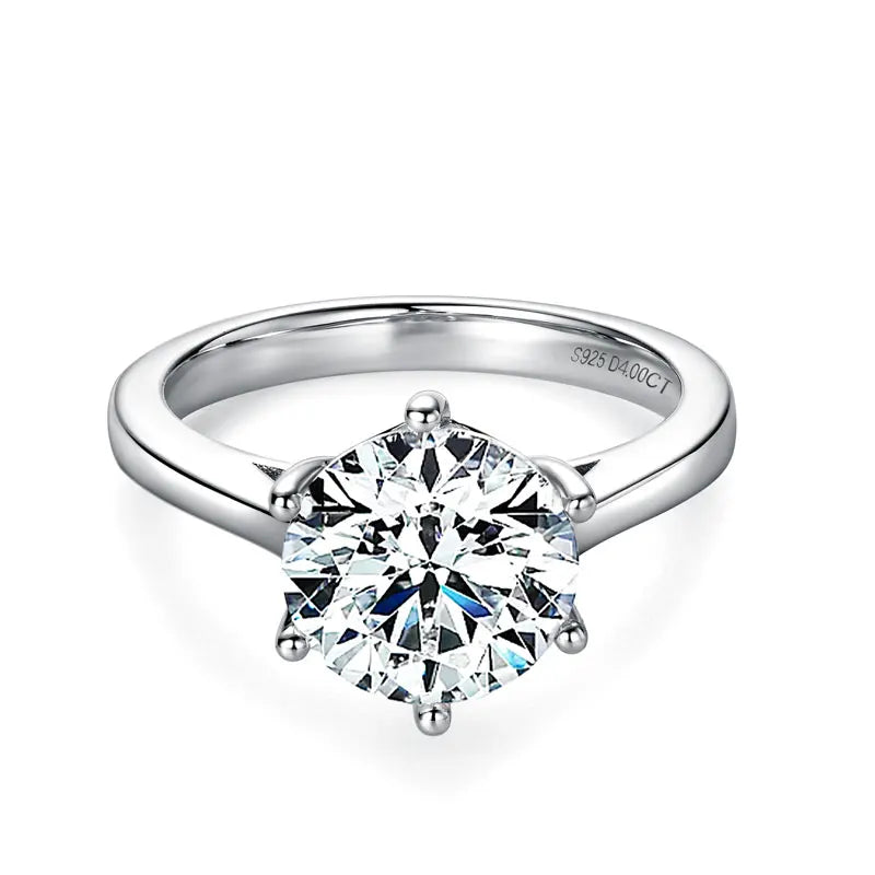 2ct 3ct 4ct 925 Sterling Silver VVS Solitaire Moissanite Wedding Engagement Ring for Women With Gra Certificate