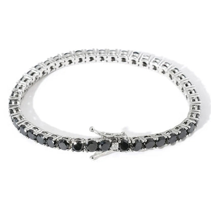 [US] in Stock 5MM Black Vvs Moissanite Tennis Bracelet Iced Out Round Brilliant Cut Diamond 925 Silver Tennis Chain