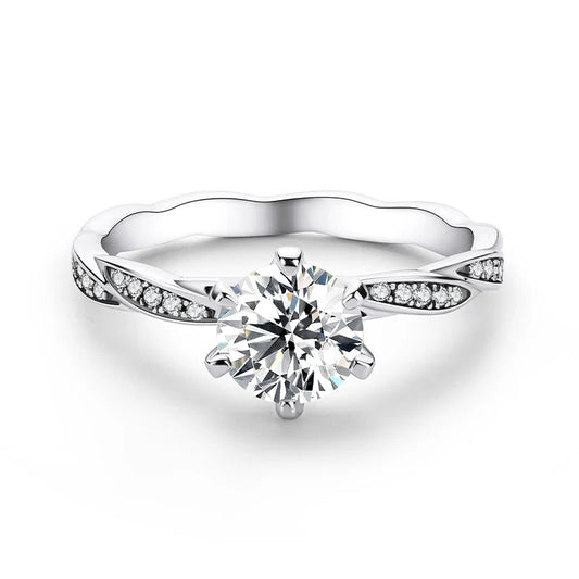 Trendy 1 Carat 1.0ct 6.5mm Moissanite Engagement Ring Fine Jewelry for Women 925 Sterling Silver Fashionable 925 Silver Rings