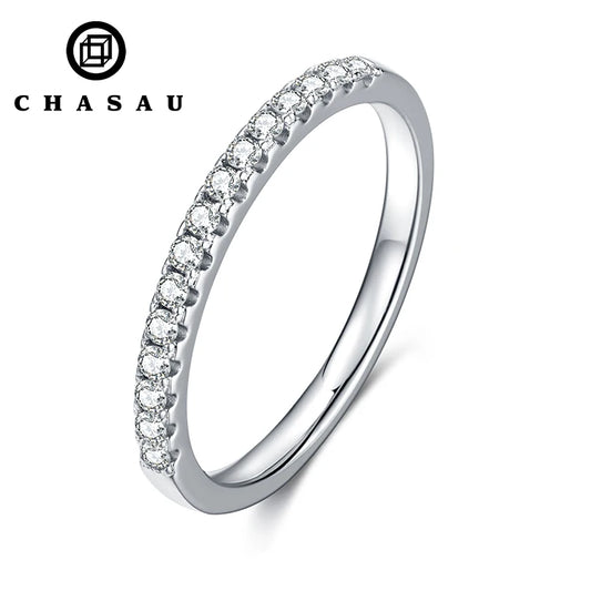 Best Selling Fashion Women Fine Jewelry 925 Sterling Silver 15pcs Moissanite Stones Wedding Band Engagement Ring for Women