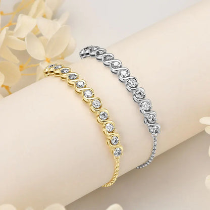 Fashion Classic Wedding 925 Sterling Silver D Color VVS1 3mm 0.1ct Round Cut Moissanite Bracelet for Women