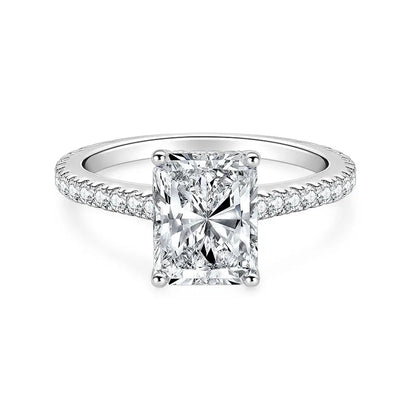 925 Silver 7x9mm 3.0ct Baguette Chamfered Fluted Radiant Cut Moissanite Ring Ladies Classic Engagement Ring for Women