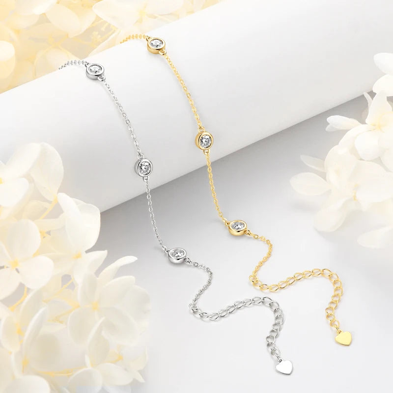 Sterling Silver 925 Bracelet Engagement Wedding Jewelry 4mm 1.2cttw All D Moissanite Diamond Bracelet for Girls