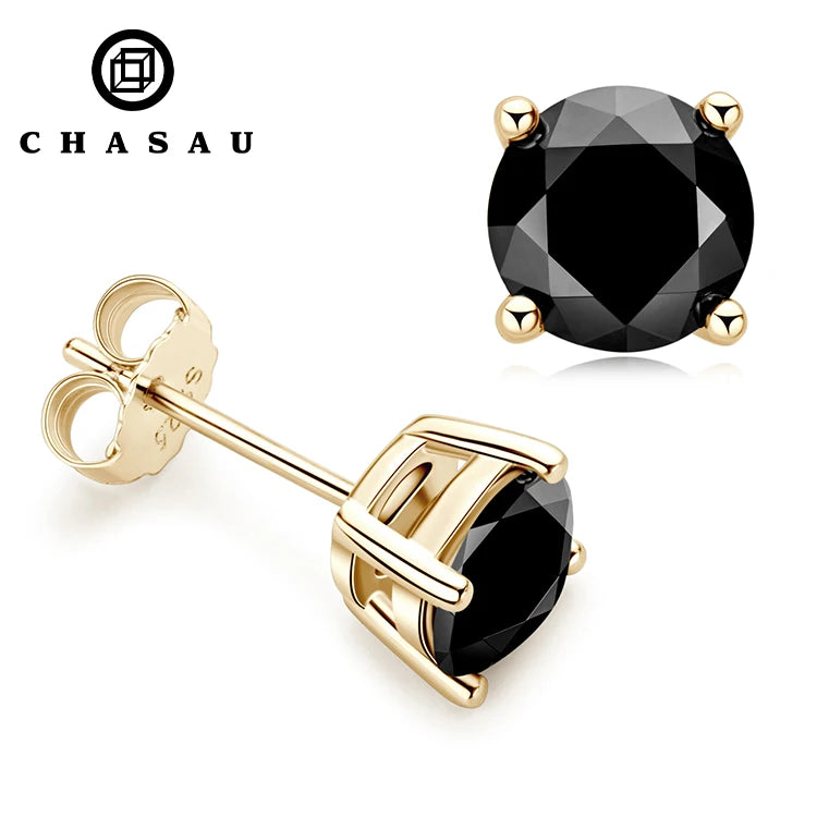 Passed Diamond Test Multi Choice 6.5mm 1ct 1.5ct 2.ct Moissanite 925 Sterling Silver Classic Black Stud Earrings for Men