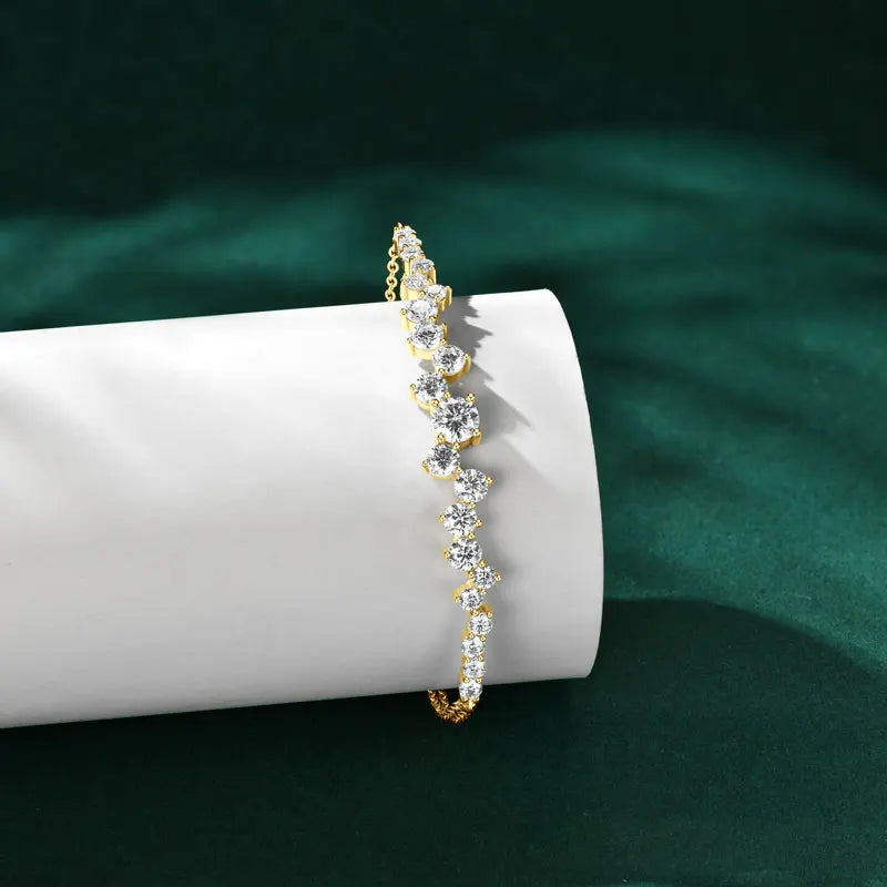 925 Silver 5mm&3.5mm&2.5mm D Color Pass Diamond Tester Moissanite Bracelet Fashion Ladies Double Chain Design Bracelet for Women