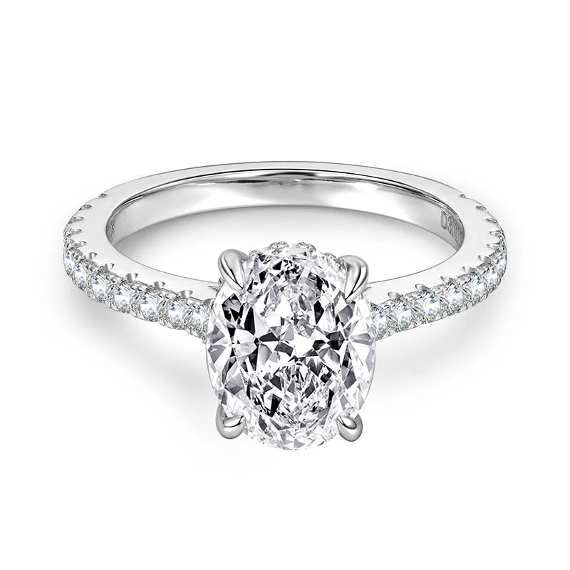 925 Silver Eternity Band 3CT 8x10mm Oval Cut D Color VVS1 Moissanite Classic  Engagement Jewelry Rings Gift for Women