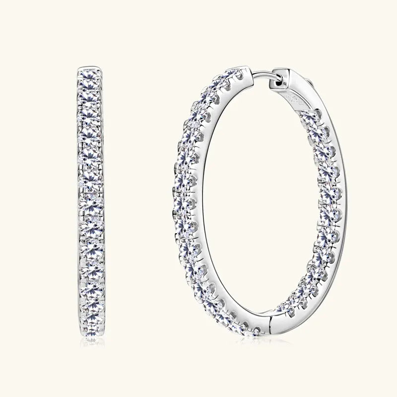 100% Moissanite Diamond Earrings 925 Sterling Silver 37mm Circle Big Hoop Earrings for Women Wedding Valentine Jewelry Gifts