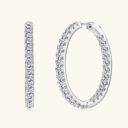 100% Moissanite Diamond Earrings 925 Sterling Silver 37mm Circle Big Hoop Earrings for Women Wedding Valentine Jewelry Gifts