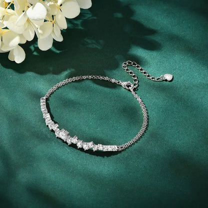 925 Silver 5mm&3.5mm&2.5mm D Color Pass Diamond Tester Moissanite Bracelet Fashion Ladies Double Chain Design Bracelet for Women