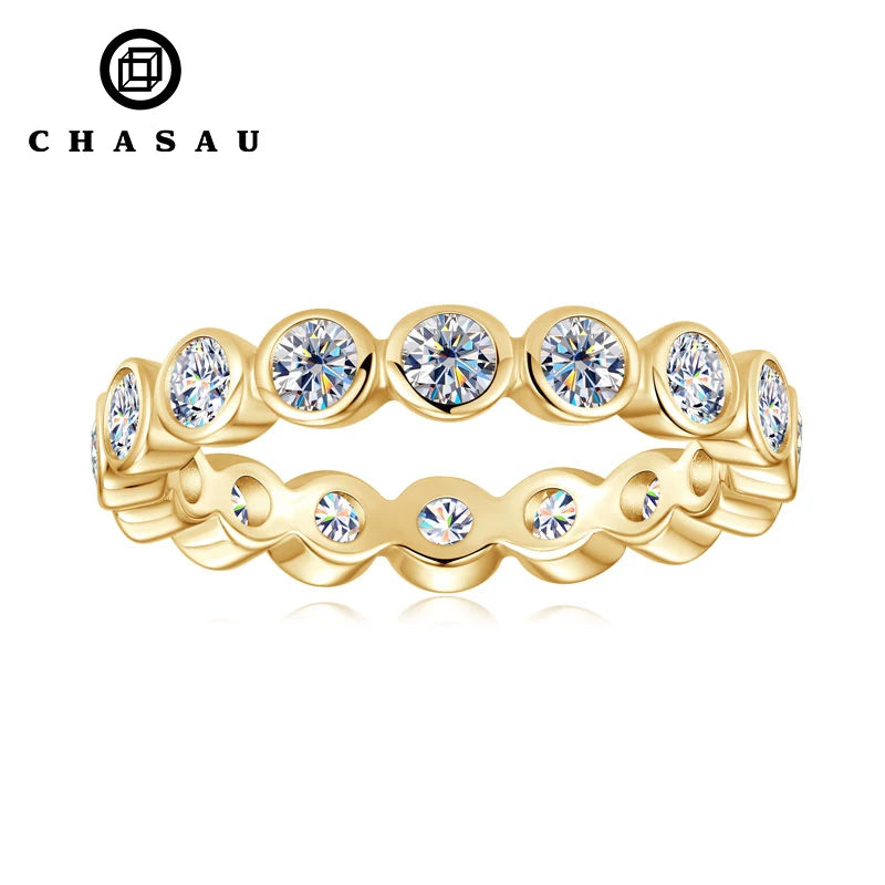 925 Silver Clad 3MM 0.1ct Moissanite Full Stones Muddle Ring Wedding Eternity Bands Stack Engagement Ring for Women