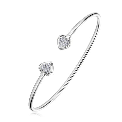 Women's 100% 925 Sterling Silver Bracelets Charms Jewelry Real Certified Engagement Gift Full Moissanite Heart Cuff Bangle