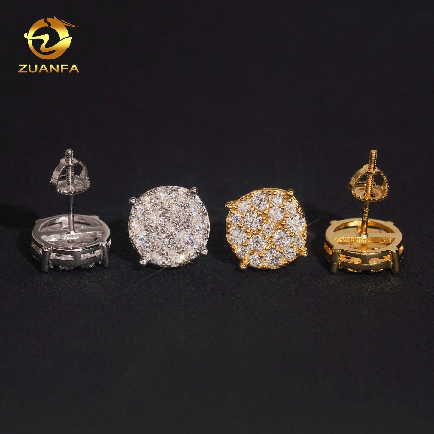 US Local Stock Fast Shipping Hip Hop Style Iced Out Mens Iced Out Diamond 925 Silver Moissanite Earrings