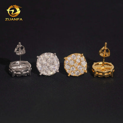 US Local Stock Fast Shipping Hip Hop Style Iced Out Mens Iced Out Diamond 925 Silver Moissanite Earrings