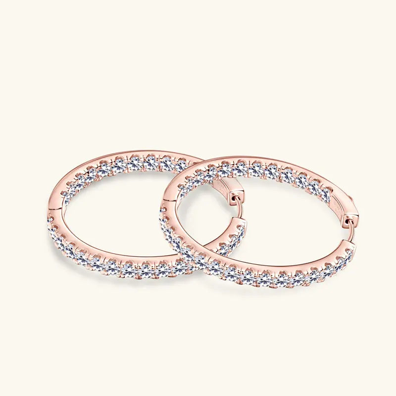 100% Moissanite Diamond Earrings 925 Sterling Silver 37mm Circle Big Hoop Earrings for Women Wedding Valentine Jewelry Gifts