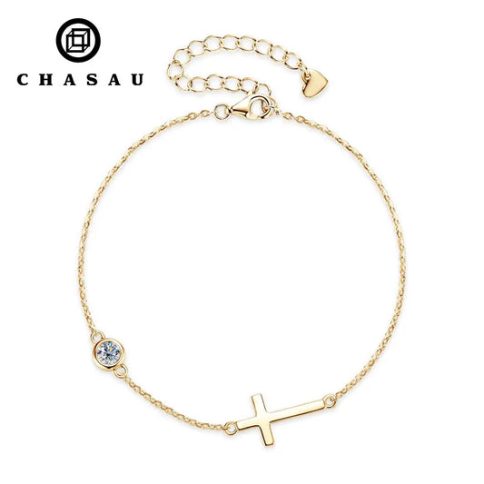 Vintage Cross Adjustable Chain Bracelets Fashion Female Wrist Jewelry Gift 4mm Moissanite Bracelet for Women Men
