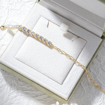 GRA 0.5CT 5MM Moissanite Tennis Bracelet Pass Diamond Tester 925 Sterling Silver Paperclip Chain Bracelets for Women