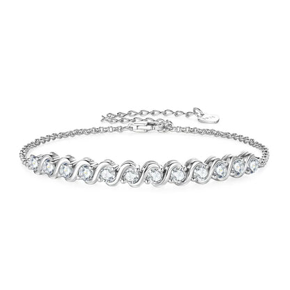 Fashion Classic Wedding 925 Sterling Silver D Color VVS1 3mm 0.1ct Round Cut Moissanite Bracelet for Women