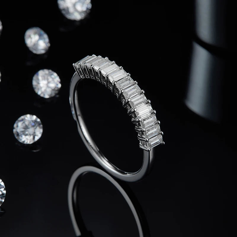 Emerald Cut Moissanite Eternity Band Ring
