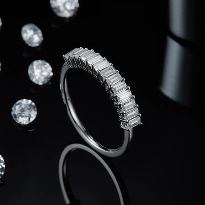 Emerald Cut Moissanite Eternity Band Ring