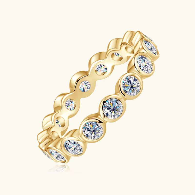 925 Silver Clad 3MM 0.1ct Moissanite Full Stones Muddle Ring Wedding Eternity Bands Stack Engagement Ring for Women