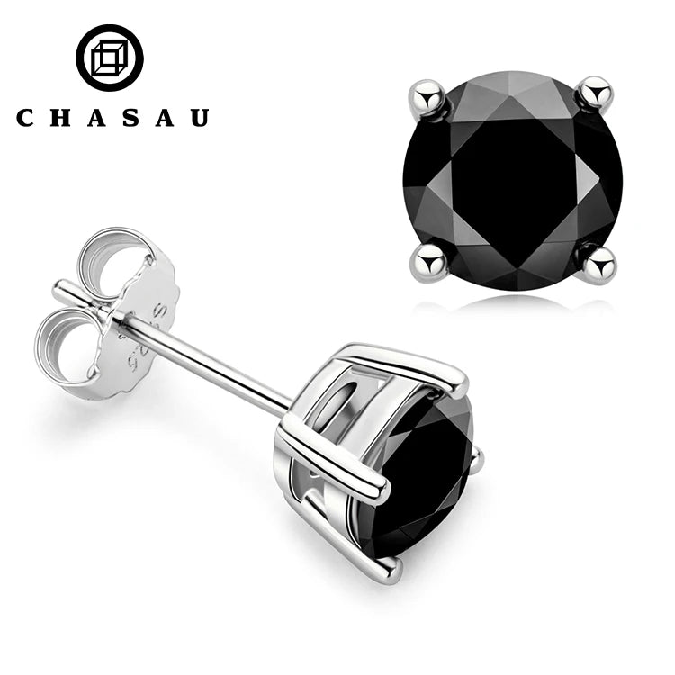 Passed Diamond Test Multi Choice 6.5mm 1ct 1.5ct 2.ct Moissanite 925 Sterling Silver Classic Black Stud Earrings for Men