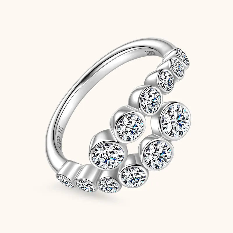 925 Silver 4mm&3.5mm&3mm&2.5mm Bezel Set Moissanite Bubble Twist Shank Open Wedding Engagement Moissanite Ring for Women