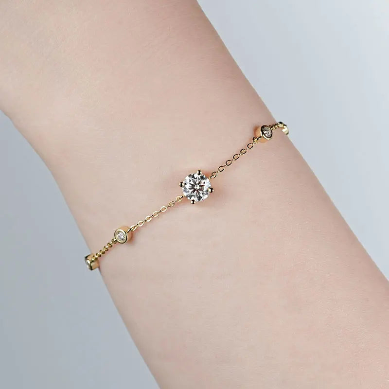 Original Charms 6.5mm&2.5mm D Color VVS1 Full Moissanite 925 Sterling Silver Chain Bracelets for Women with Gra Certificate