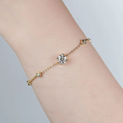 Original Charms 6.5mm&2.5mm D Color VVS1 Full Moissanite 925 Sterling Silver Chain Bracelets for Women with Gra Certificate