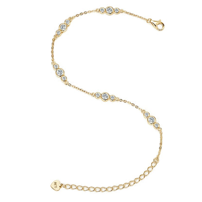 In Stock Jewelry 925 Sterling Silver Chain Wrapped 3mm&2mm Round VVS1 Moissanite Ladies Mossanite Bracelet With GRA Certificate