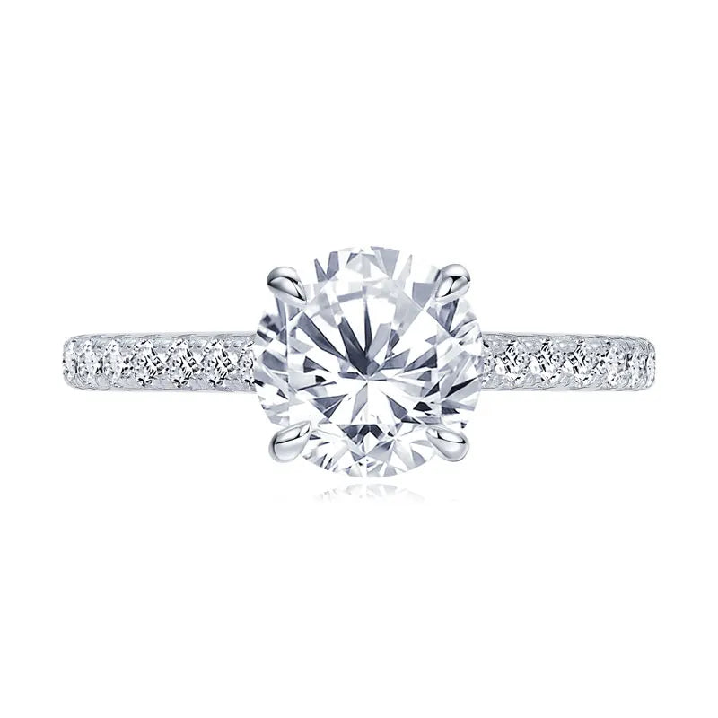 Factory GRA Certification 8mm 2.0CT Moissanite S925 Sterling Silver Four Claws Classic Wedding Engagement Ring for Women