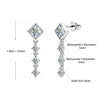 2023 Trendy Jewelry 100% Silver 925 Stud Certificate Sterling Silver 5mm 3mm D Moissanite Square Drop Earrings for Girls