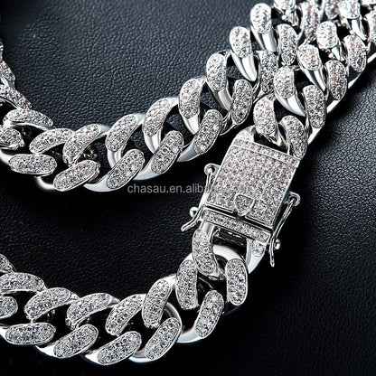Custom Fine Jewelry Cubic Zirconia Rope Hip Hop Tennis Neck Chain Mens Link Necklace Cuban Gold Silver Chains Design for Men