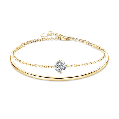 925 Sterling Silver Certified Jewelry EngagemenT 6.5mm 1CT Moissanite Four Claw Single Stone Bracelet Bangle