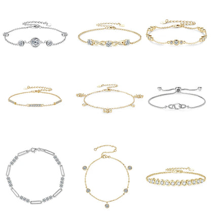 Best Selling Trendy Fashion Women Luxury Fine Jewelry 1ct 1.0ct 1 Carat 6.5mm Moissanite S925 Sterling Silver Bracelets Bangles