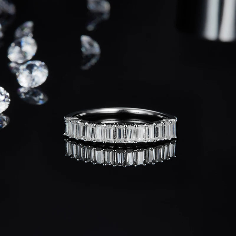 Emerald Cut Moissanite Eternity Band Ring