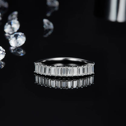 Emerald Cut Moissanite Eternity Band Ring