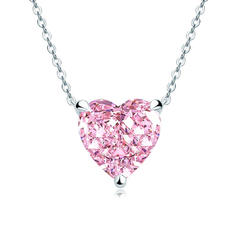 Pink Heart CZ Pendant Necklace