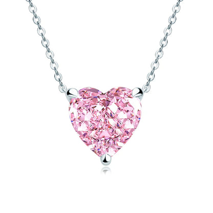Pink Heart CZ Pendant Necklace