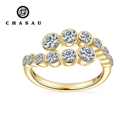 925 Silver 4mm&3.5mm&3mm&2.5mm Bezel Set Moissanite Bubble Twist Shank Open Wedding Engagement Moissanite Ring for Women