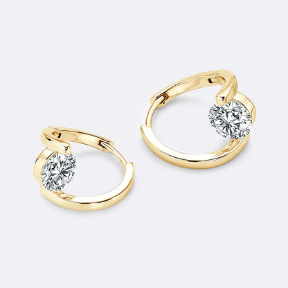 Chasau New GRA Certificated 6.5mm 1.0ct 2pcs Moissanite 925 Sterling Silver Ladies Single Stone Twisted Hoop Earrings