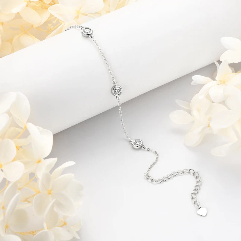 Sterling Silver 925 Bracelet Engagement Wedding Jewelry 4mm 1.2cttw All D Moissanite Diamond Bracelet for Girls