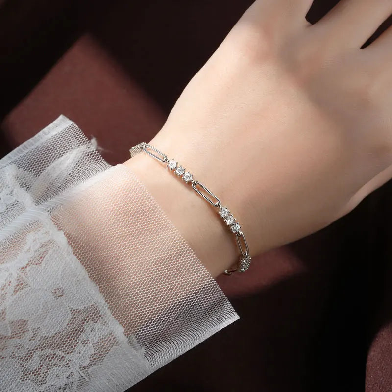 New Design Fashion Jewelry Mossanite D Color VVS 3mm Moissanite Silver S925 Fashion Gemstone Bracelet with GRA Certificate