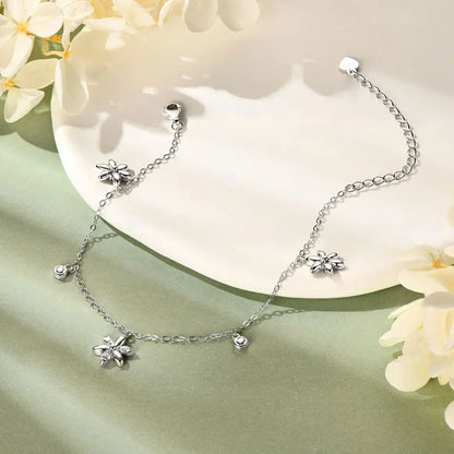 Adjustable Fashion Style S925 Silver Mossanite 2mm & 2.5mm Round Fine Flower Pendant VVS Moissanite Bracelet for Women Girls