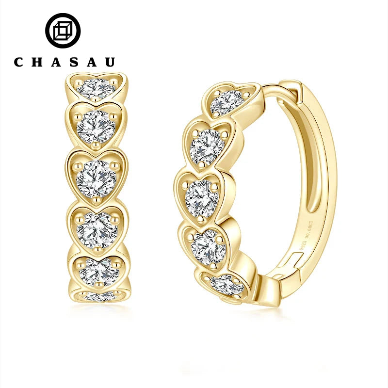 Moissanite Heart Hoop Earrings