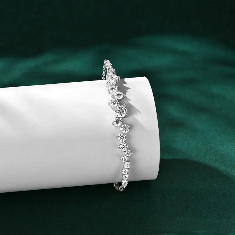 925 Silver 5mm&3.5mm&2.5mm D Color Pass Diamond Tester Moissanite Bracelet Fashion Ladies Double Chain Design Bracelet for Women