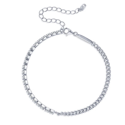 Pure Silver 925 Luxury Jewelry  3mm 2.20cttw Full D Moissanite Diamond Half Cuban Tennis Bracelets for Man Women